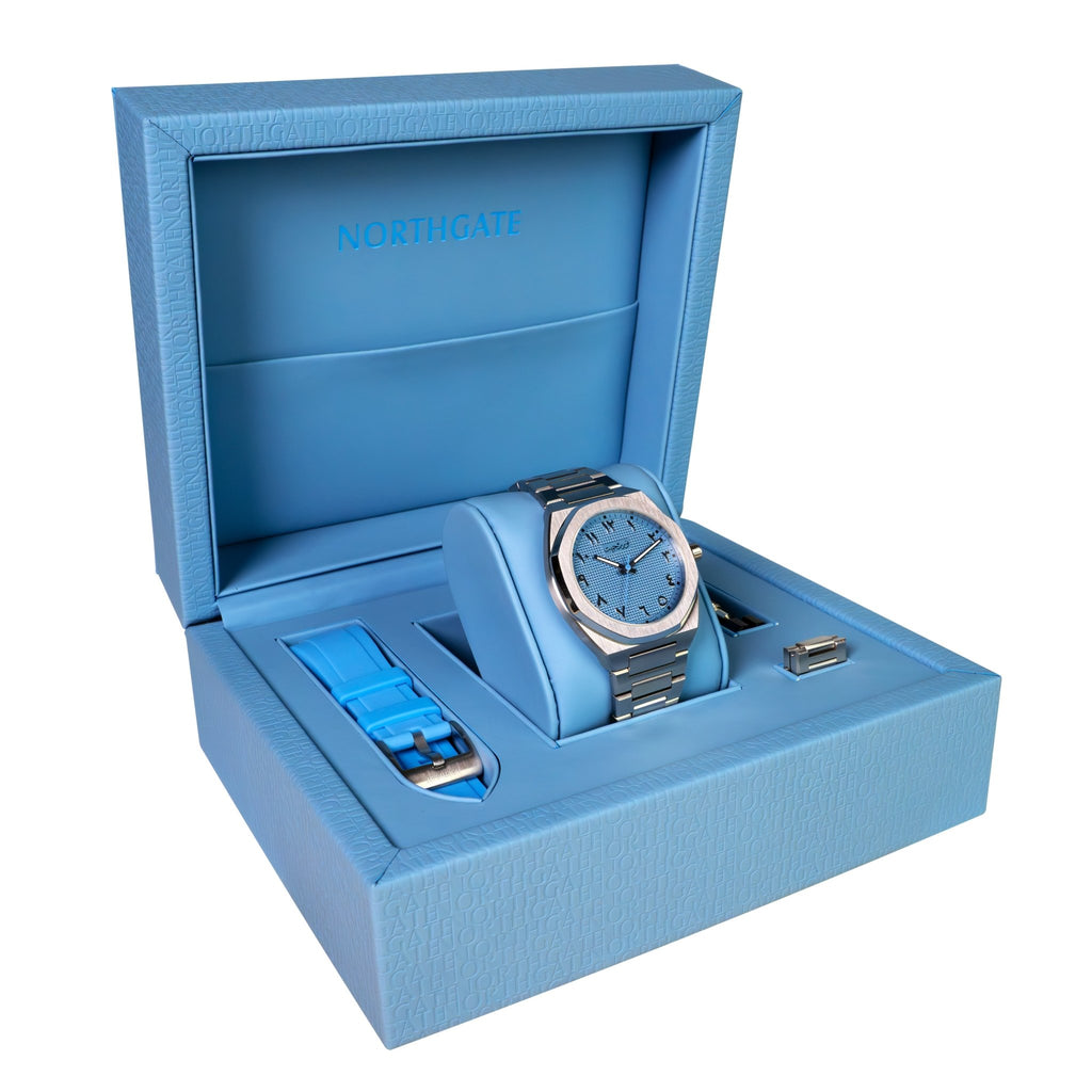 NEW Northgate Sky Blue "Clou de Paris" Swiss Automatic (only 35 available first half of October 2023) - Northgate Watches