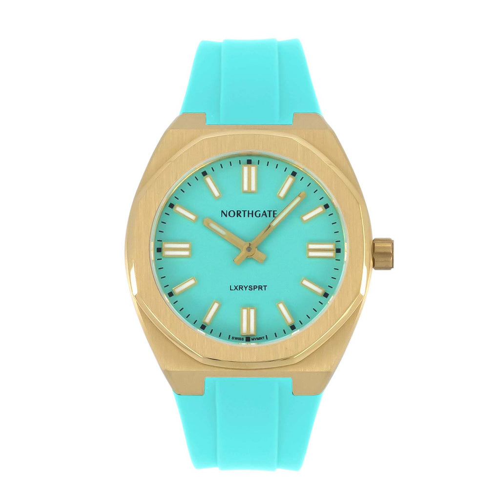 Northgate Club34 St.Barth Azur rubber strap (gold buckle) - Blue Ocean Europe BV