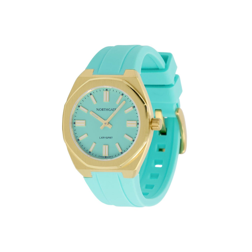Northgate Club34 St.Barth Azur rubber strap (gold buckle) - Blue Ocean Europe BV