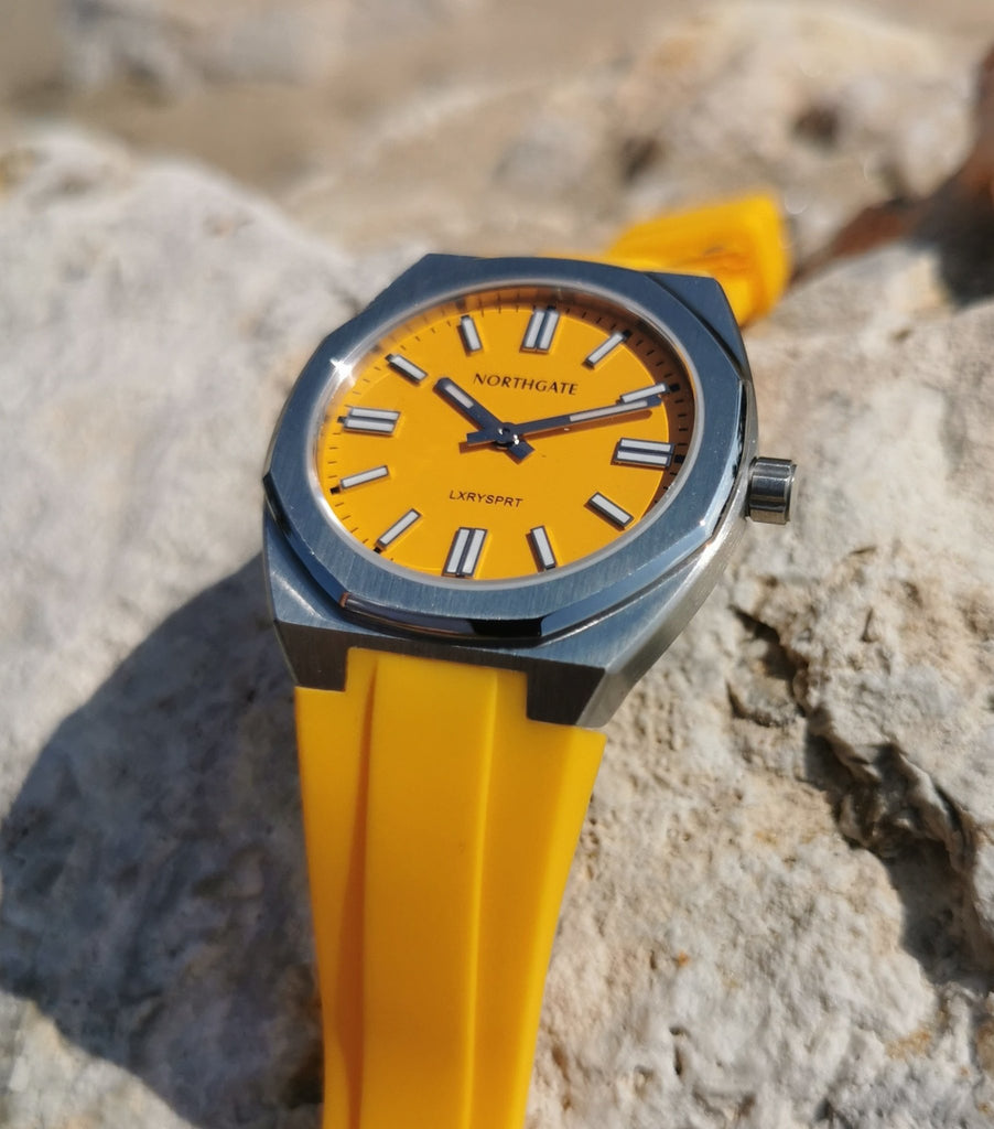Northgate Club34 Yuma Yellow rubber strap steel - Northgate Watches